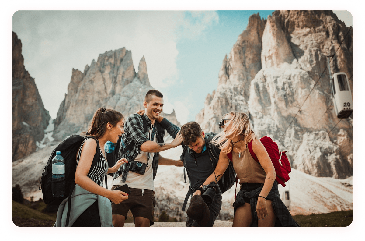 Travelers enjoying adventure